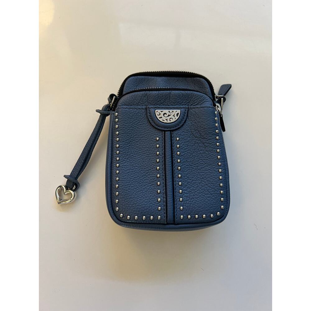Brighton Blue Leather Studded Smartphone Crossbody Organizer - Picture 2 of 6